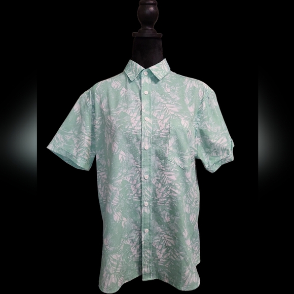 Apt.9 Men's Mint Green Leaf Print Shirt Med - Picture 8 of 10